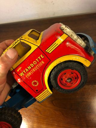 Vintage Wyandotte Construction Semi Tractor Trailer Cab Only Pressed Steel Toy 8