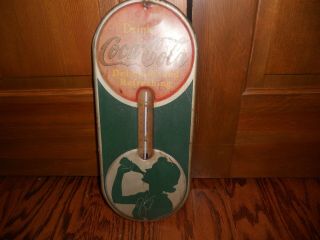Vtg Adv Thermometer Sign,  " 1939 Coca Cola " Girl Silhouette Soda,  Rare 60 Off