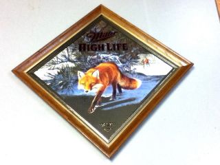 Miller High Life Beer Sign Mirror Wildlife Series Sly Fox 4th Bar Plaque Mj5 Old