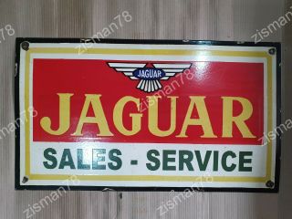 Jaguar Sales Service Vintage Porcelain Sign 29 3/4 X 17 Inches