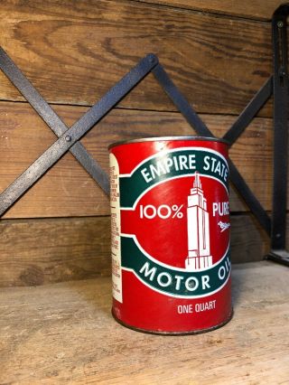 Empire State Oil Can Vintage Motor Full Gulf Texaco Gas Pump Sign Shell