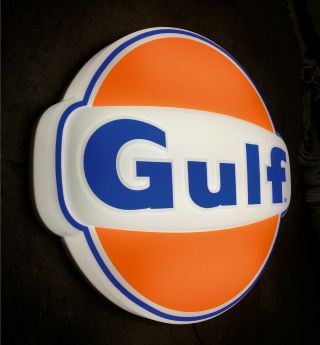 Gulf Logo Led Light Box Wall Sign Garage Oil Gas Station Petrol Gasoline Den