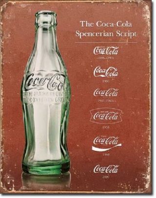 Coca Cola Coke Advertising Script Heritage Retro Wall Art Decor Metal Tin Sign