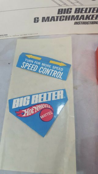 Vintage 1970 HOT WHEELS BIG BELTER Matchmaker drag Race Set w.  Box inserts 5