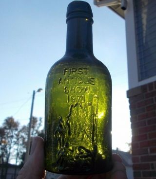 Saratoga Springs 1971 First Antique Show Hand Blown Bottle 1 Of 1000 In Green