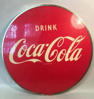 Vintage Coca Cola Round Advertising Sign Cardboard? Masonite?