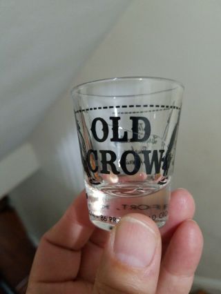 Vintage Old Crow Whiskey Shotglass - Labeling All Around The Glass