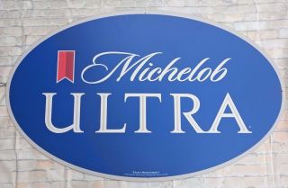 Michelob Ultra Beer Oval Plastic Sign Banner Man Cave Decor Large