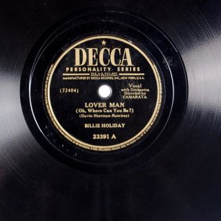BILLIE HOLIDAY: Lover Man / Ole Devil US Decca 23391 Jazz Vocals 78 E - 4