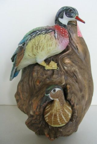 Wood Duck Family Ski Country 1980 Hanging Plaque Mini Decanter,  Box