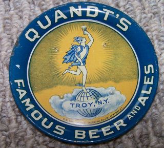Vintage Quandt ' s Famous Beer and Ales Troy N.  Y.  Tip Tray Quandt Quandts 2