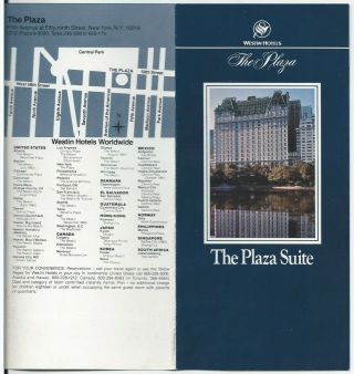 Westin Hotel Plaza York City - Vintage Travel Brochure