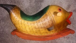 Hand Carved Solid Wood Rocking Fish - Riding Rocking Horse Toy - 1 Of A Kind