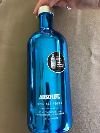 Chrome Blue Absolut Vodka Empty Bottle Limited Edition 750ml