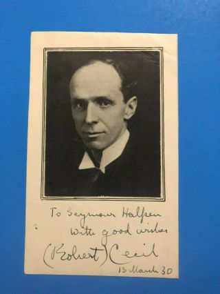 Edgar Algernon Robert Gascoyne - Cecil (nobel Peace Prize 1937) Signed Photograph