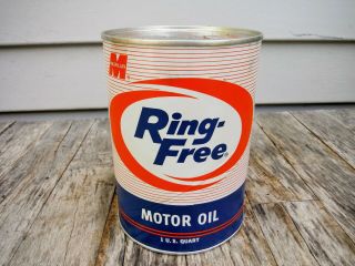 Vintage 1 Quart Macmillan Ring Motor Oil Can Full Nr Man Cave