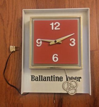 Vintage Ballantine Lighted Beer Sign – Pendulum Clock – Red / White – 1967