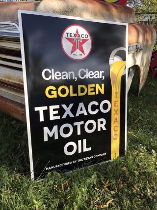 Antique Vintage Old Style Golden Texaco Gas Station Sign 3
