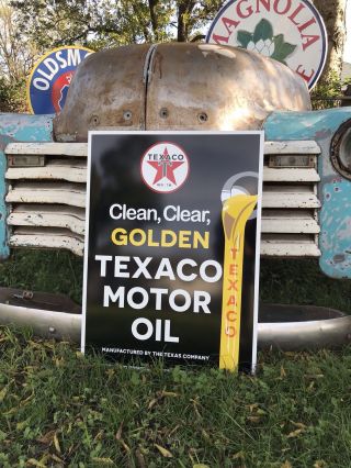 Antique Vintage Old Style Golden Texaco Gas Station Sign 4