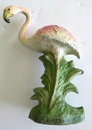 Rare Antique Cast Iron Painted Full Figural Flamingo Bird Bottle Opener