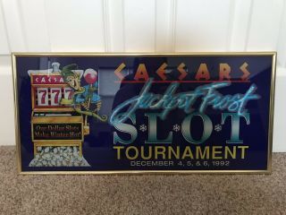 Caesars Palace Jackpot Frost Slot Tournament Sign Picture Casino 1992 Vintage