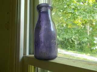 Amethyst S.  P.  M.  Co Pint Milk Bottle Over 100 Yrs Old From Springfied Pure Milk Co