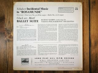 HMV ASD478 - Schubert - Rosamunde - Gluck - Ballet Suite - Rudolf KEMPE - NM 2