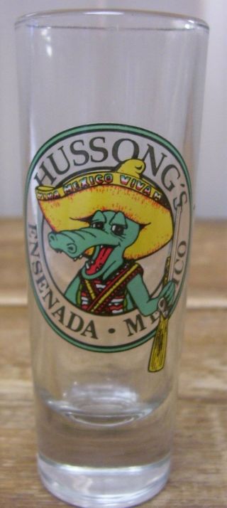 Hussongs Viva Mexico Shot Glass Ensenada Mexico Restaurant Bar Barware Alligator