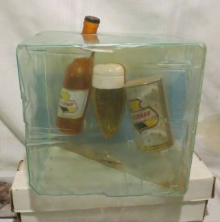 Vintage Falstaff Beer Ice Cube Display With Bottle - Can - Mug Inside The Ice Cube