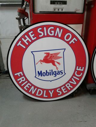 Classic 37 Inch Vintage Style Mobilgas Friendly Service Sign