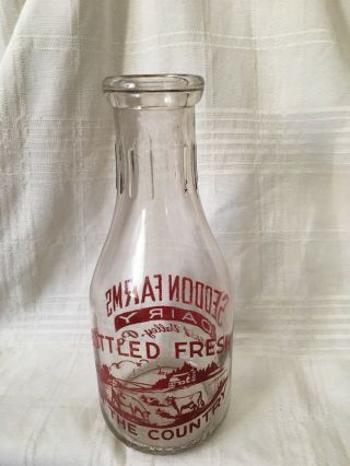 Quart Milk Bottle Seddon Farms Dairy Locust Valley Allentown Pennsylvania 1946