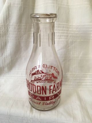 Quart Milk Bottle Seddon Farms Dairy Locust Valley Allentown Pennsylvania 1946 5