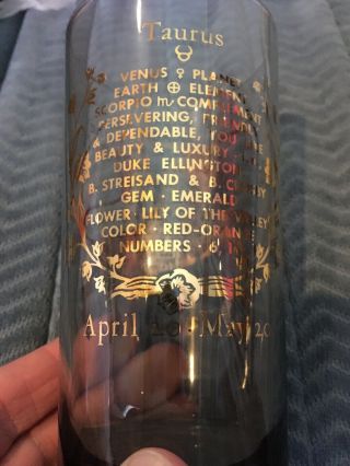 Set of 12 Zodiac Gold Etched Drinking Tumbler Glasses Astrology Horoscope Signs 4