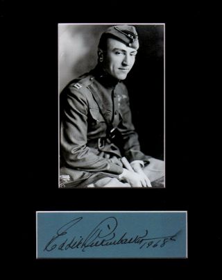 Eddie Rickenbacker Matted Autograph & Photo WWI Pilot Ace Medal of Honor Rare 2