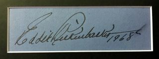 Eddie Rickenbacker Matted Autograph & Photo WWI Pilot Ace Medal of Honor Rare 3