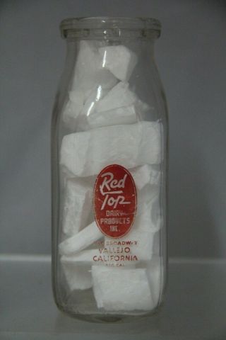 Vintage Red Top Dairy Vallejo California Milk Bottle