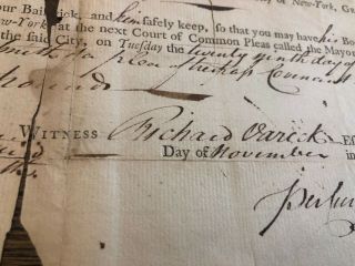1796 NYC York City MARINUS WILLETT Signed Arrest Warrant SONS OF LIBERTY ADS 2