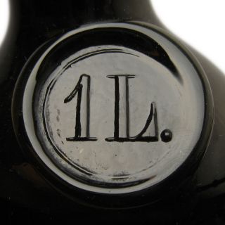 Rare German Empire period wine/spirit bottle with capacity signature 1 L 6