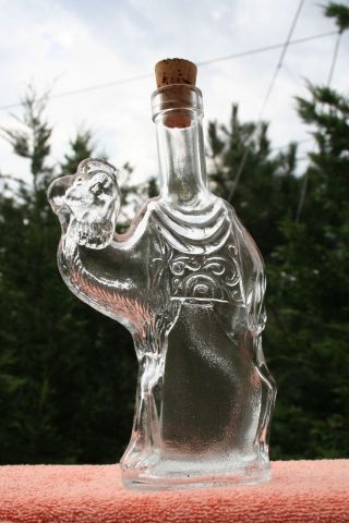 Vintage Italian Thick Clear Glass Camel Bottle W Cork 8 " Tall