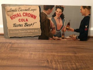 Vintage Royal Crown Rc Cola Linda Darnell Cardboard Sign