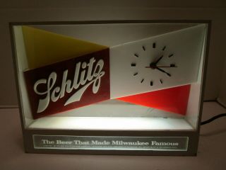 Vintage Schlitz Lighted Bar Sign Clock &