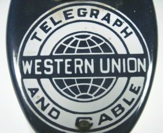 Vintage WESTERN UNION Telegraph and Cable CALL BOX 4 - B Porcelain Enamel ADT 2