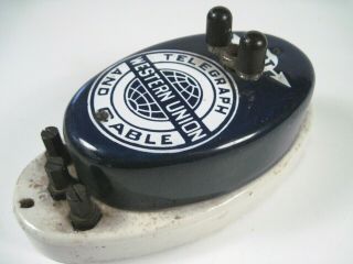 Vintage WESTERN UNION Telegraph and Cable CALL BOX 4 - B Porcelain Enamel ADT 6