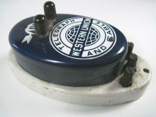 Vintage WESTERN UNION Telegraph and Cable CALL BOX 4 - B Porcelain Enamel ADT 7