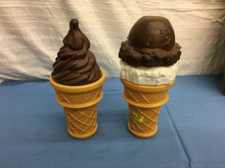 Safe - T Cup 2 Chocolate Ice Cream Cones 10 " Blow Mold Bank