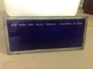 Vintage Antique Cash Register Blue Glass Sign - York Coal Sales Co