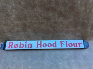 Vintage Robin Hood Flour Porcelain Grocery Store Advertising Door Push Bar