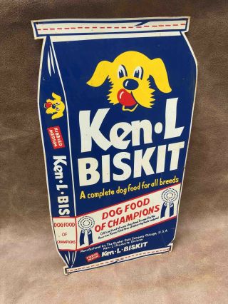 Vintage Ken - L - Ration Biskit Dog Food Die Cut Advertising Sack Sign