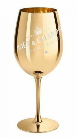 4 X Official Moët & Chandon Gold Champagne Glass/glasses/goblets