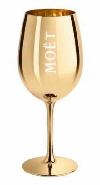 4 x Official Moët & Chandon Gold Champagne Glass/Glasses/Goblets 2